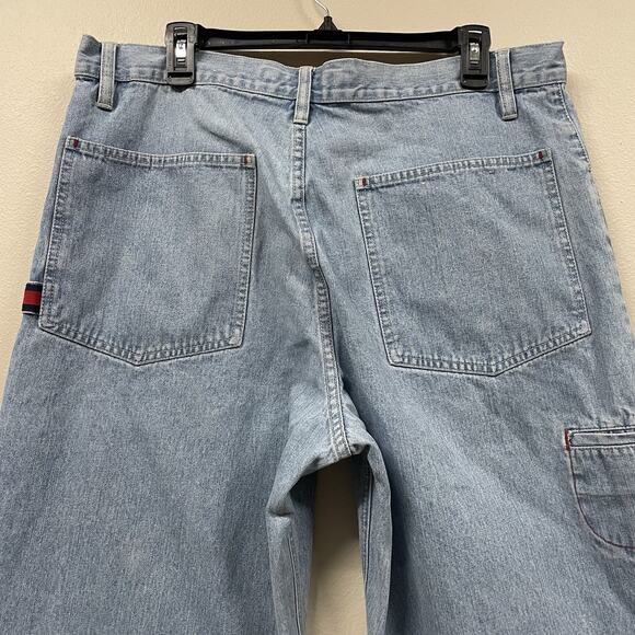 Vintage 90s Tommy Jeans Men's Light Blue Denim Carpenter Jeans Size 36x32 - Picture 8 of 8